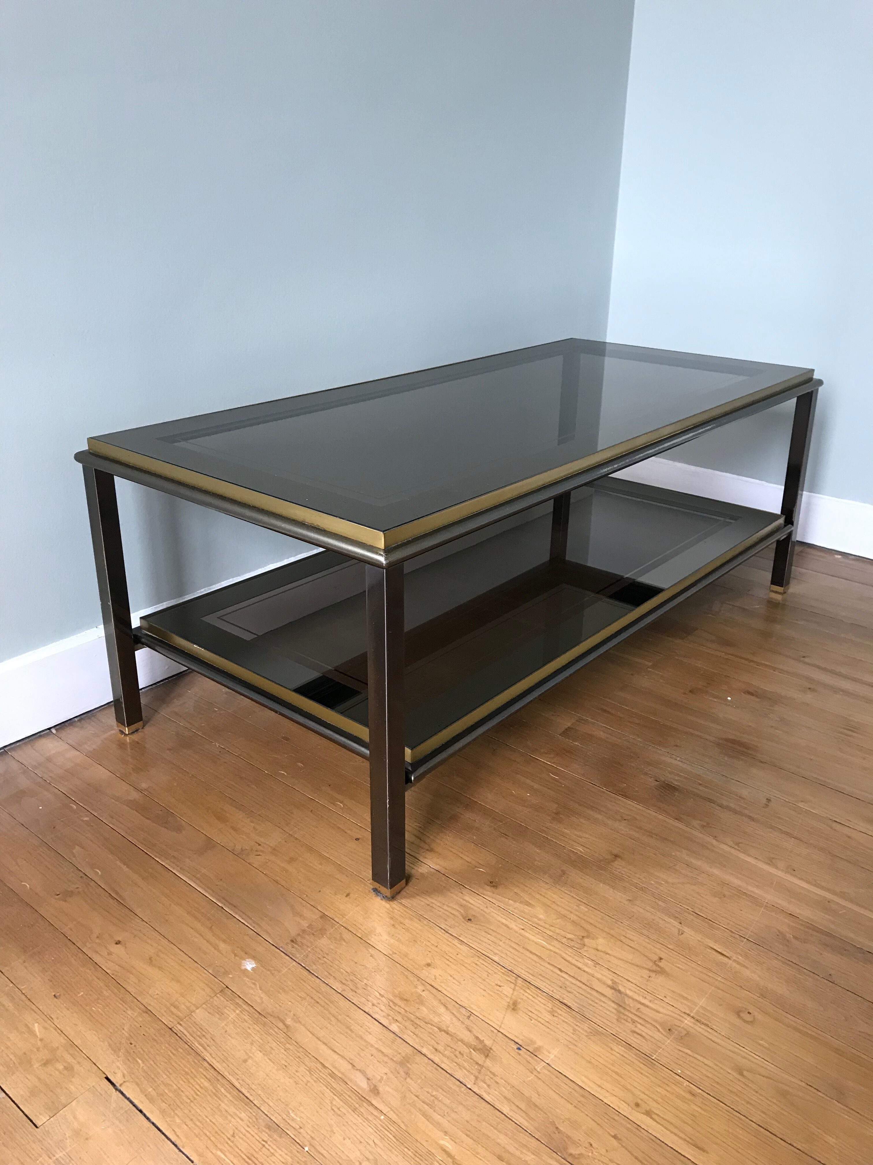 Coffee table in brass and chrome 1970
