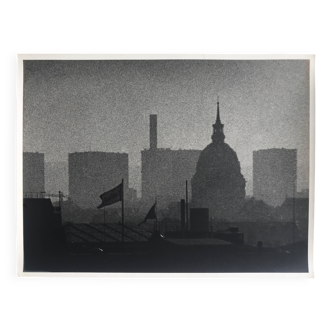 Rosine nusimovici, rooftops of paris from beaubourg, 1978. silver print