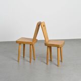 Pair of high-backed chairs by Christian Durupt, Méribel 1960