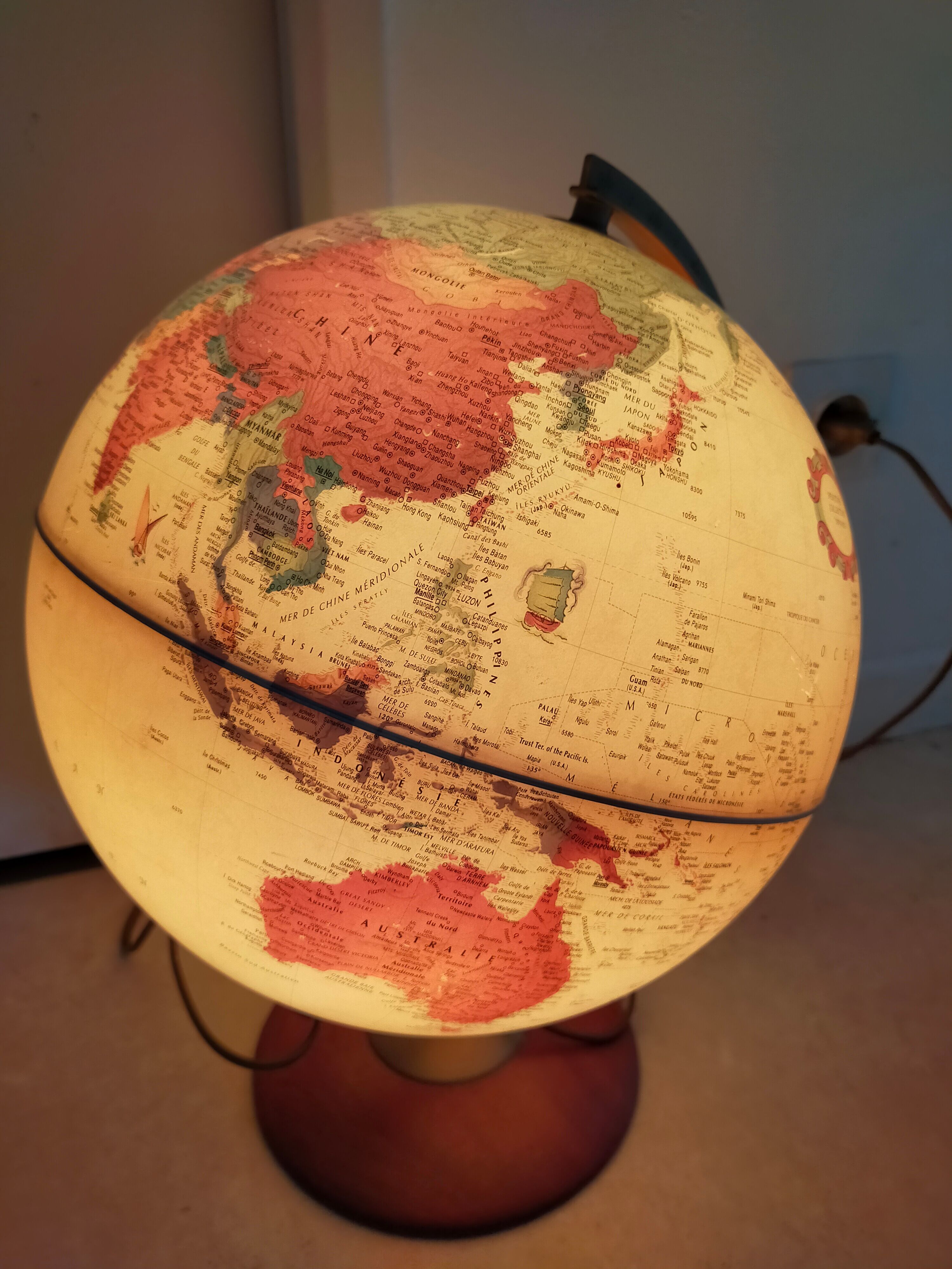 Vintage globe with ancient cartography