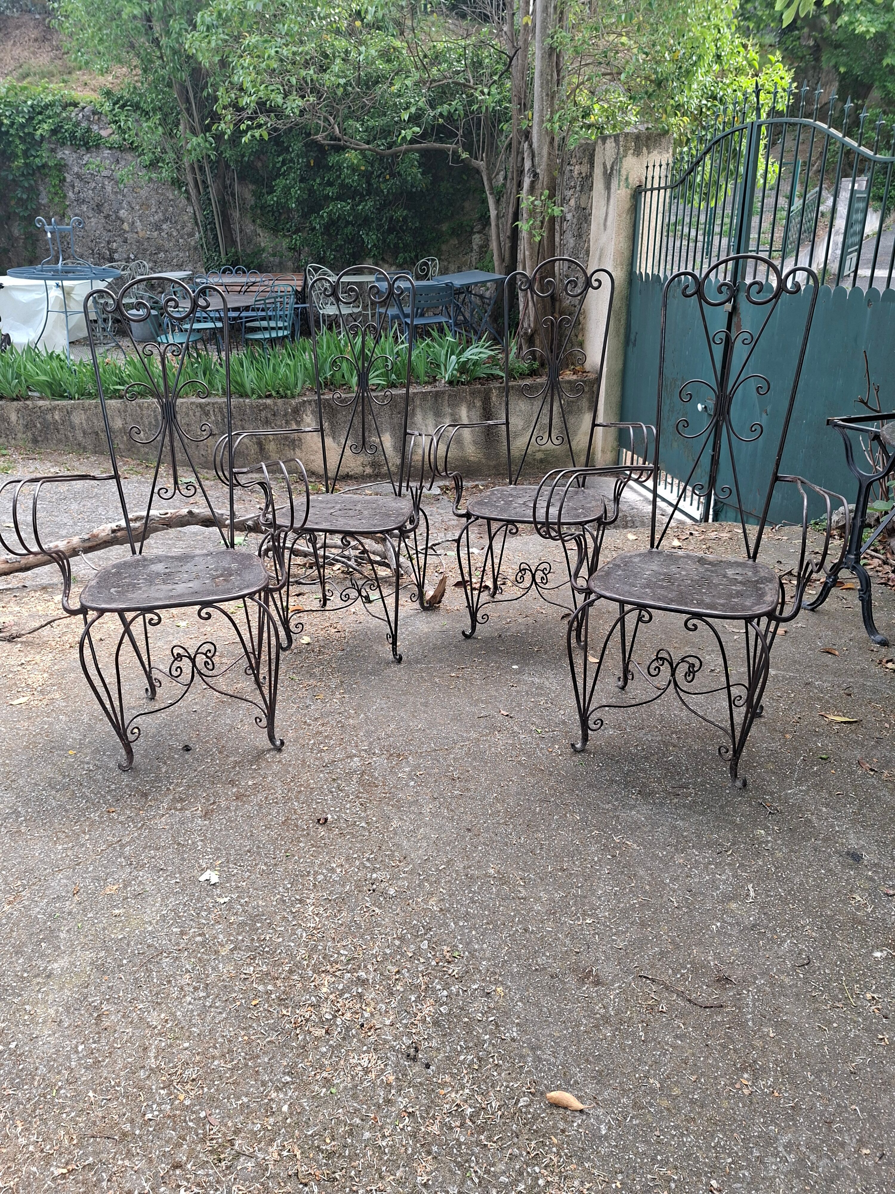 Fauteuils de jardin vintage en fer forgé