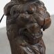 Hand-Carved Antique Wooden Floor Lamp with Lion Head