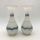 Pair of ancient opaline vases, flower decoration and blue and gold fillets - Circa 1900