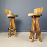 Set of 4 vintage brutalist bar stools, 1960s