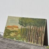 Old painting of a forest landscape in Les Landes