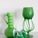 Vintage artistic green vase from the mid-century, Poland, Europe, 1970s.