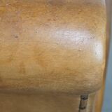 Set of 2 Large Vintage Sheepskin Leather Armchairs