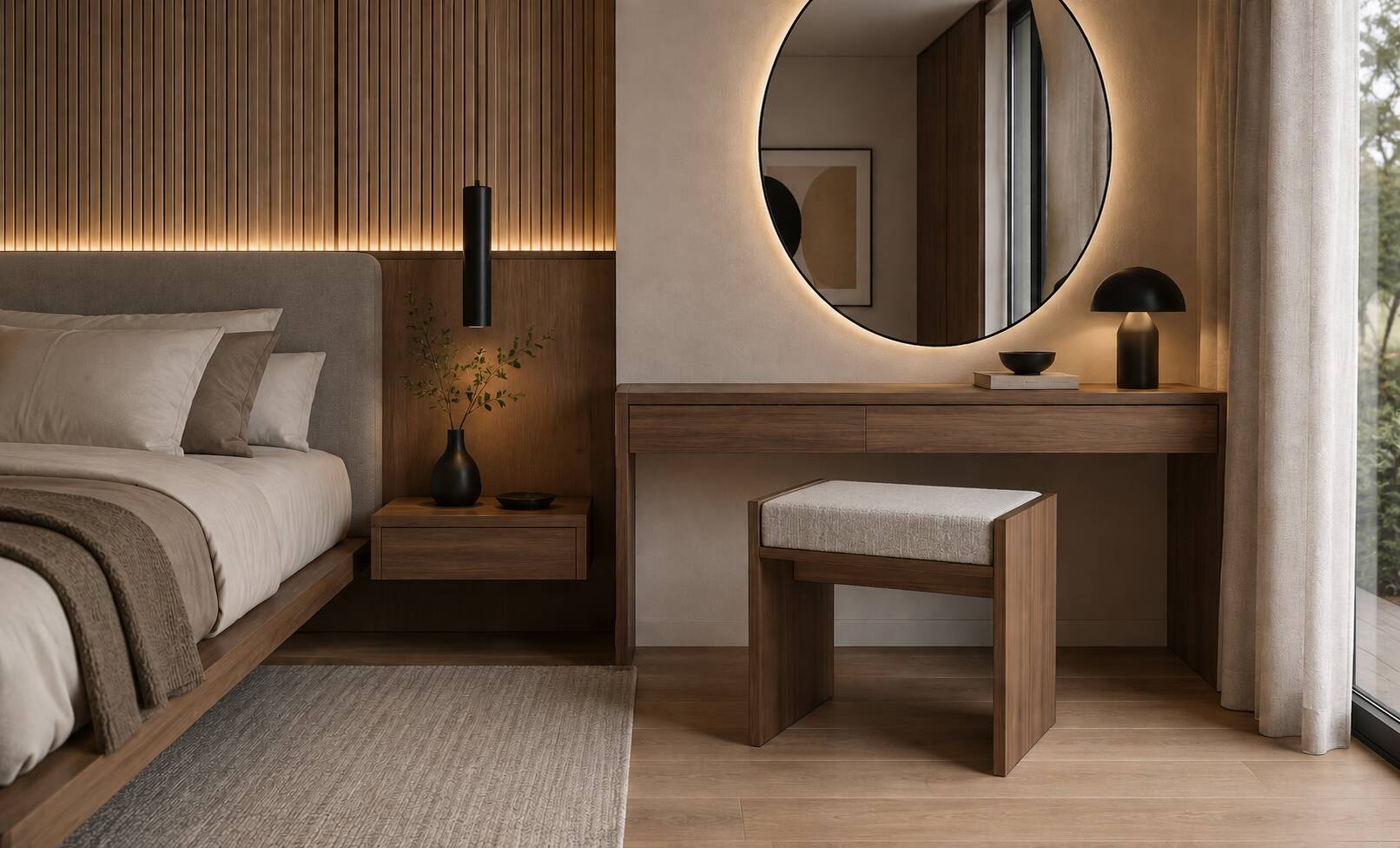 Solid oak stool with cushion (customisable)