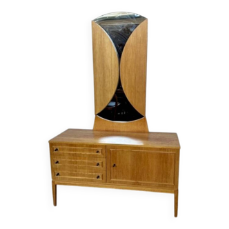 Enfilade coiffeuse toilette vintage en bois clair