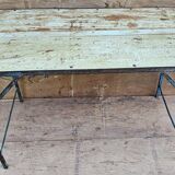 Old folding table in Burmese teak and steel