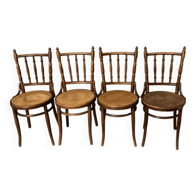 4 chaises Fischel en hêtre courbé,  années 20-30