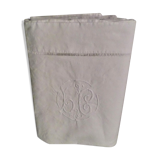 Flat sheet in mixed canvas lin/cotton day ladder, hand embroidered, canvas by gérardmer