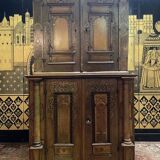 Buffet deux corps allemand en bois sculpté