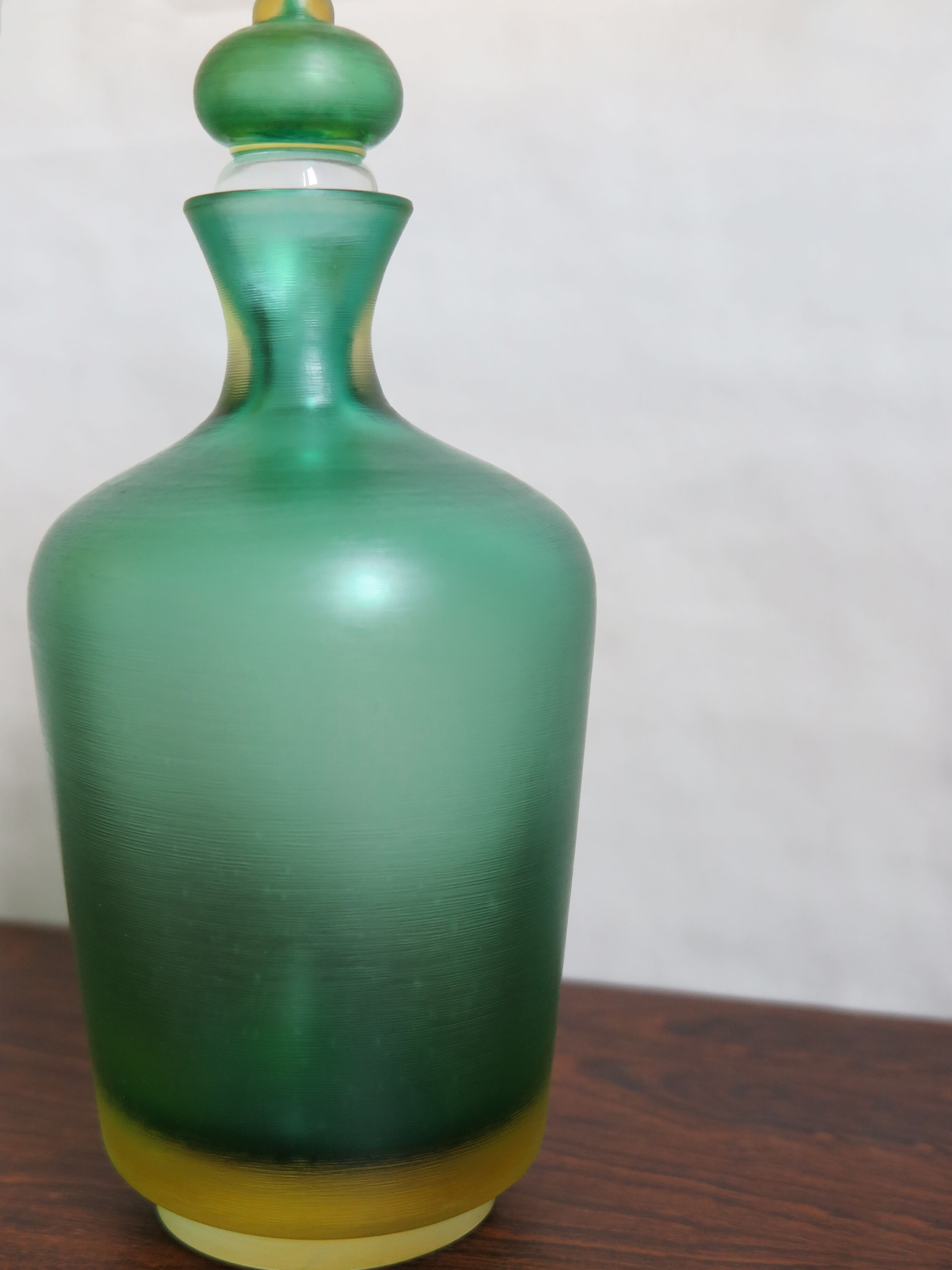 Venini Murano Italian green bottle serie "Incisi" produced in 2004
