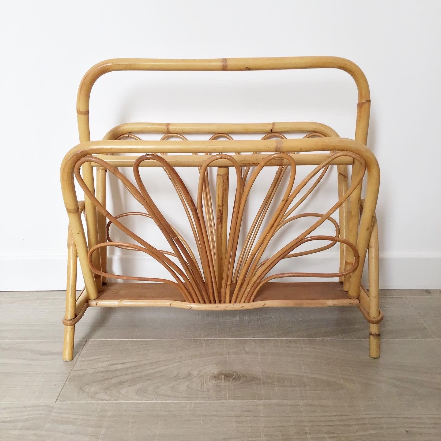 Vintage rattan magazine holder
