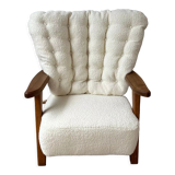 Guillerme et Chambron mid-century french oak armchair