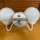 Double Minimalist Opaline Ball Wall Light + White Metal Support 80
