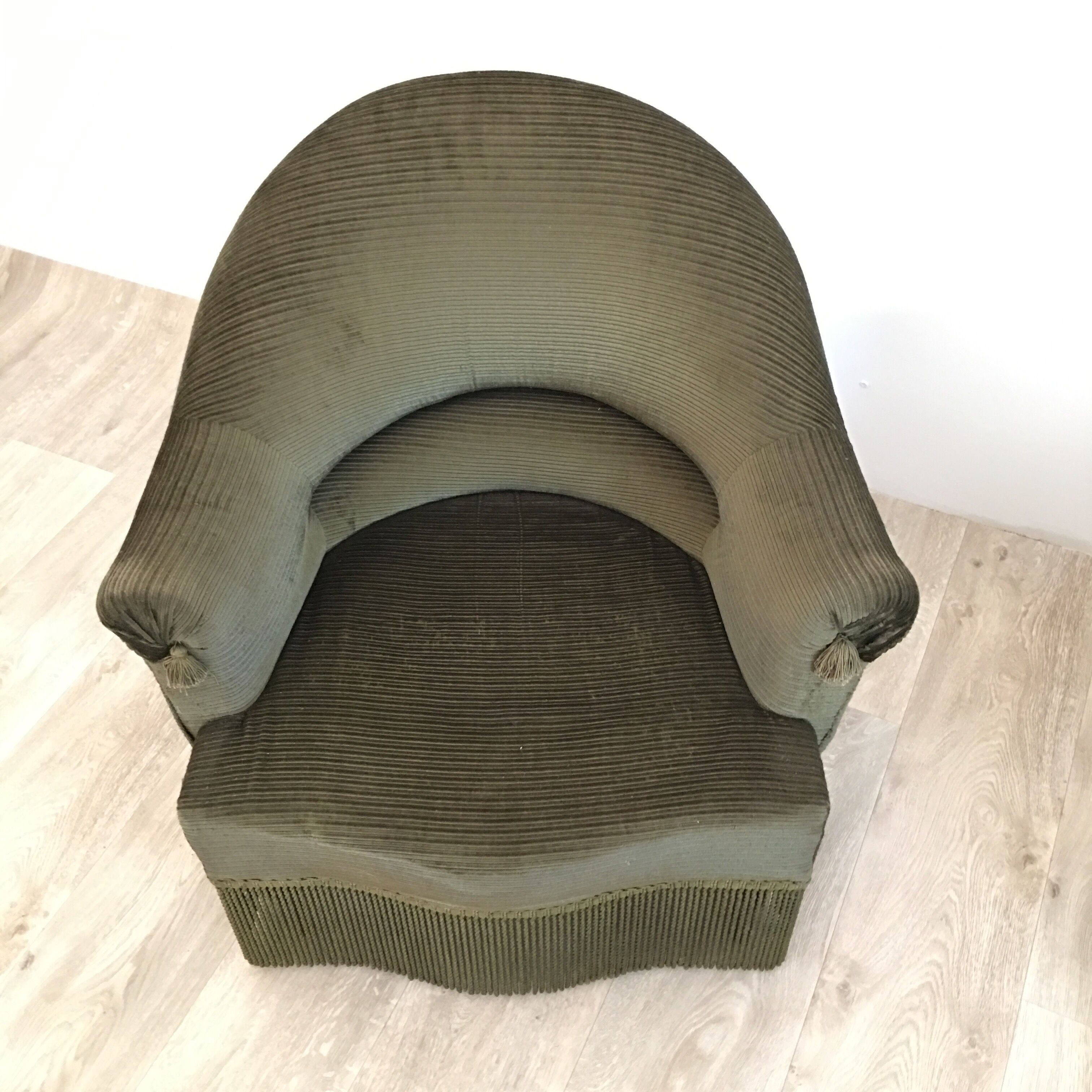 Pair of Toad green velvet armchairs