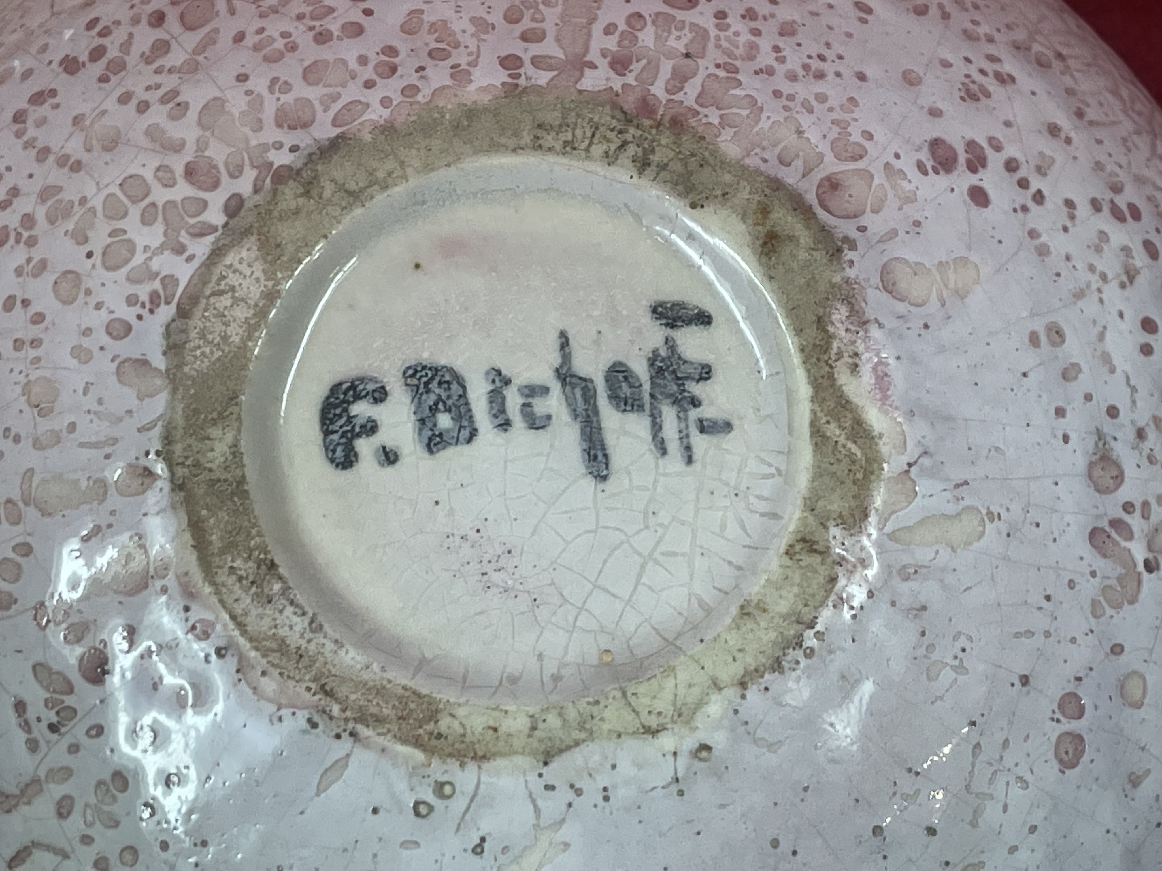 Francis Bichoff 1876-1945 ceramic crack art deco circa 1930 signed empty pocket