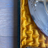 Porridge plate and spoon in silver metal