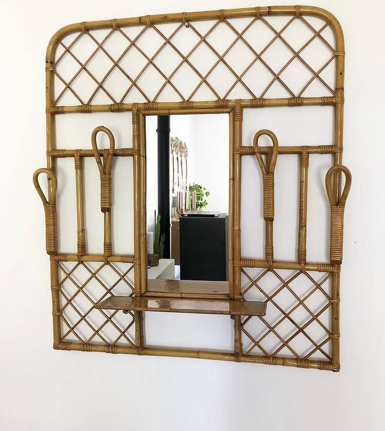 Vintage rattan wardrobe