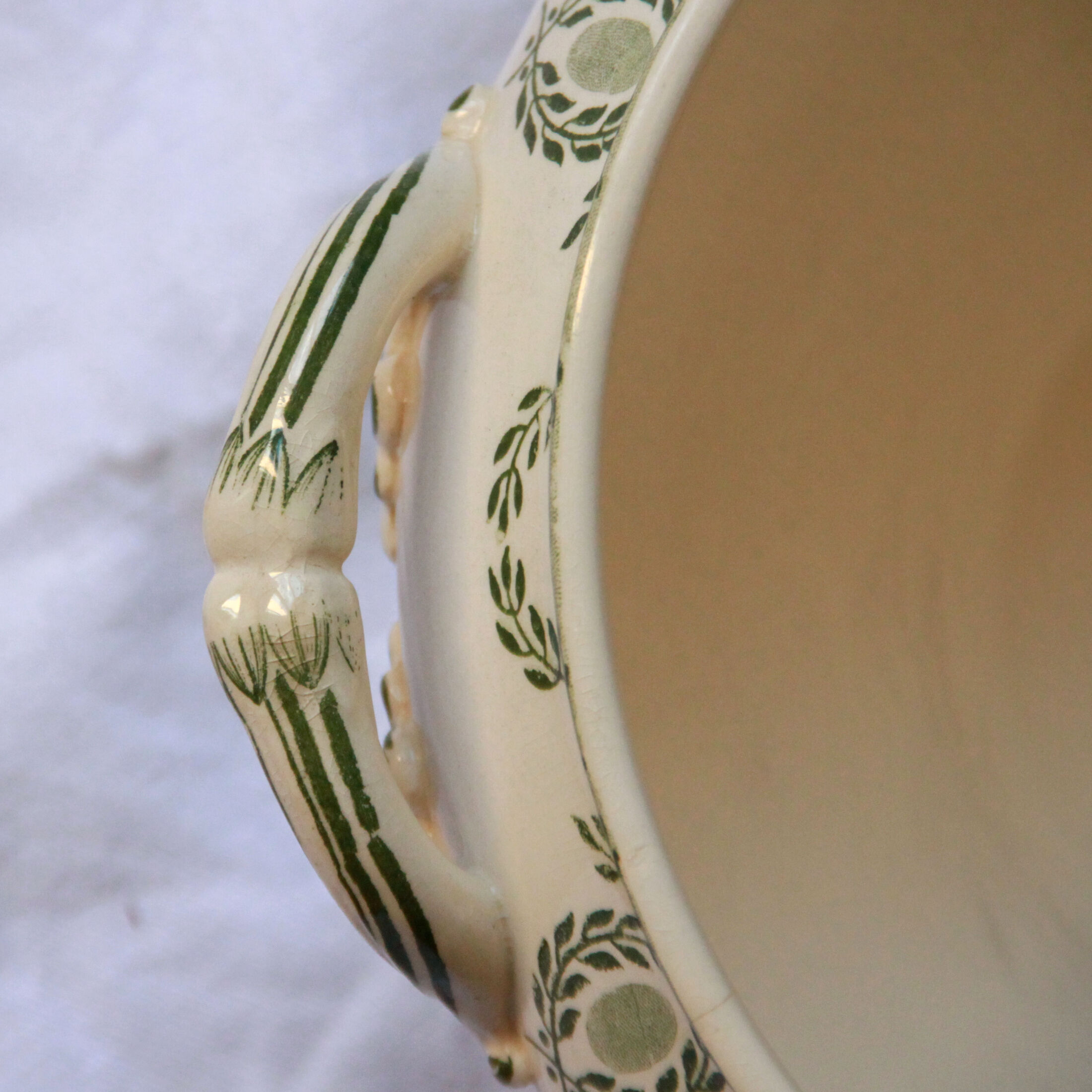 Soup vegetable old French earthenware Sarreguemines U et Cie model Arcole vintage