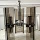 Chrome metal pendant lamp and smoked glass futuristic style 70s