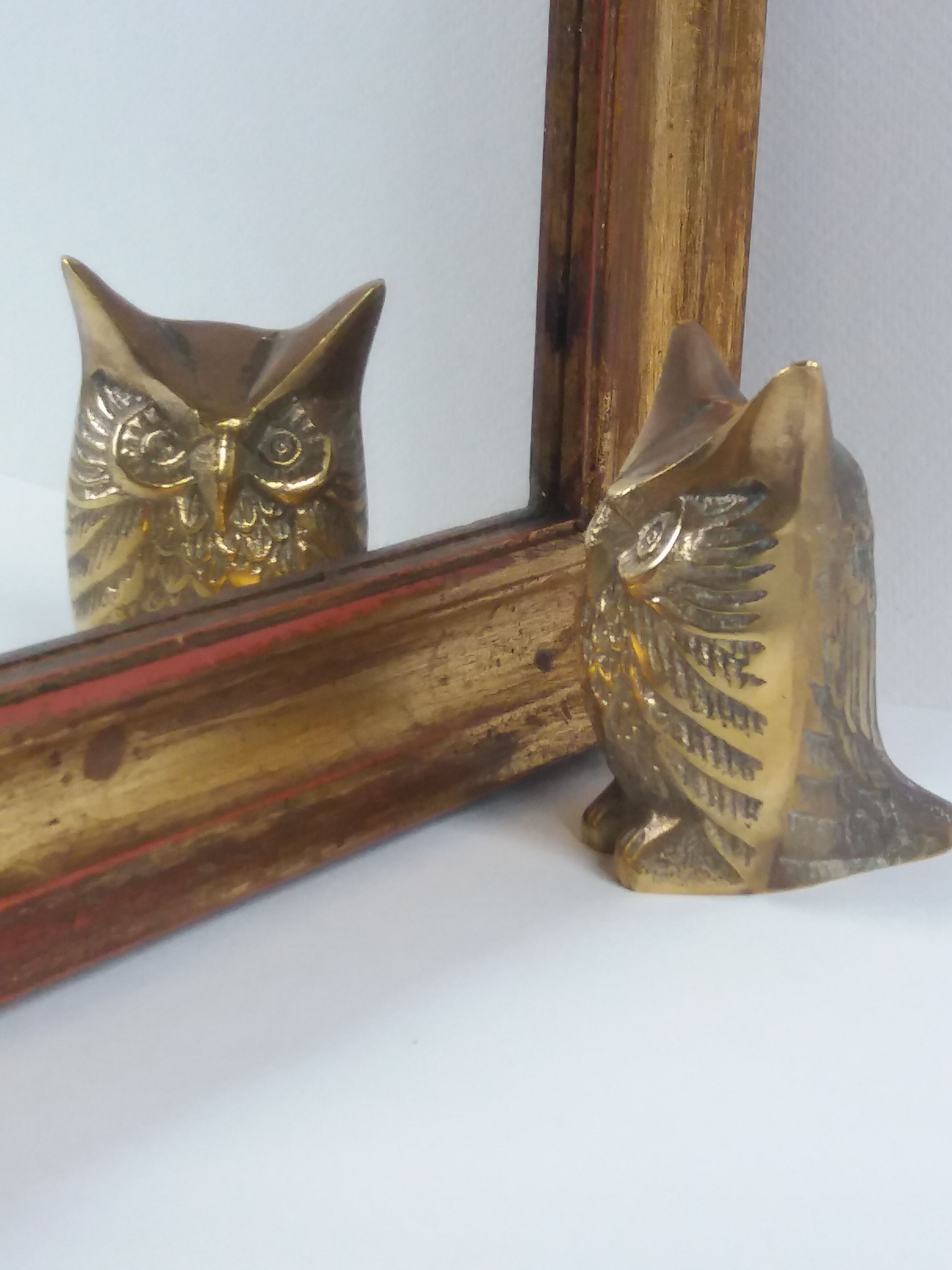 Chiseled brass owl