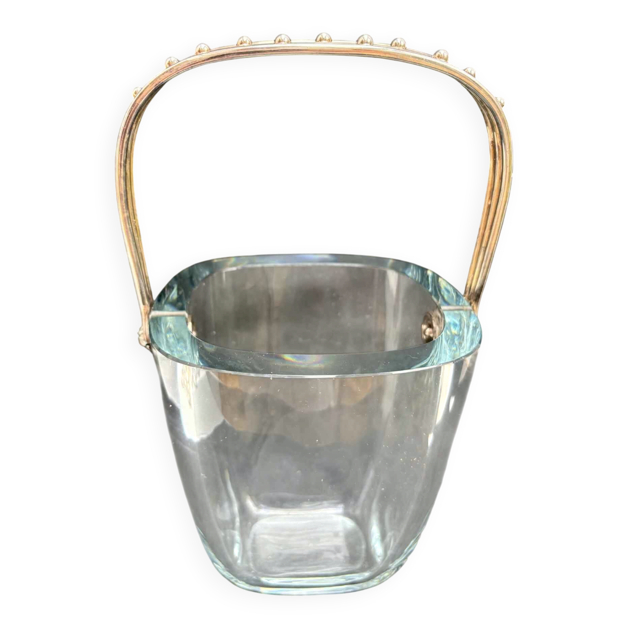 Strombergshyttan sterling silver and art glass ice bucket