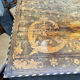 Dutch salon 1900, table and 4 chairs in marquetry stamped IDRAC.