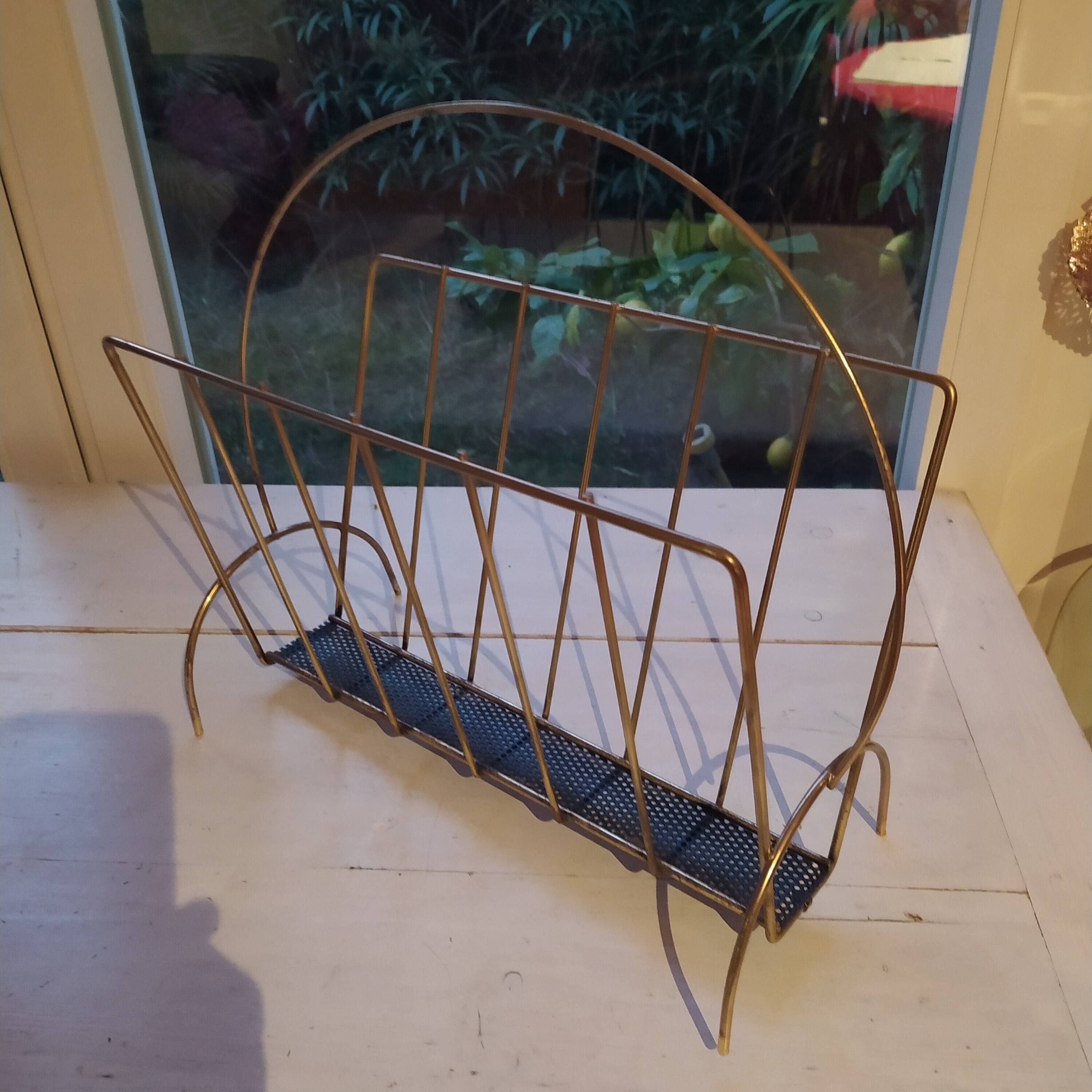 vintage metal magazine rack 1950