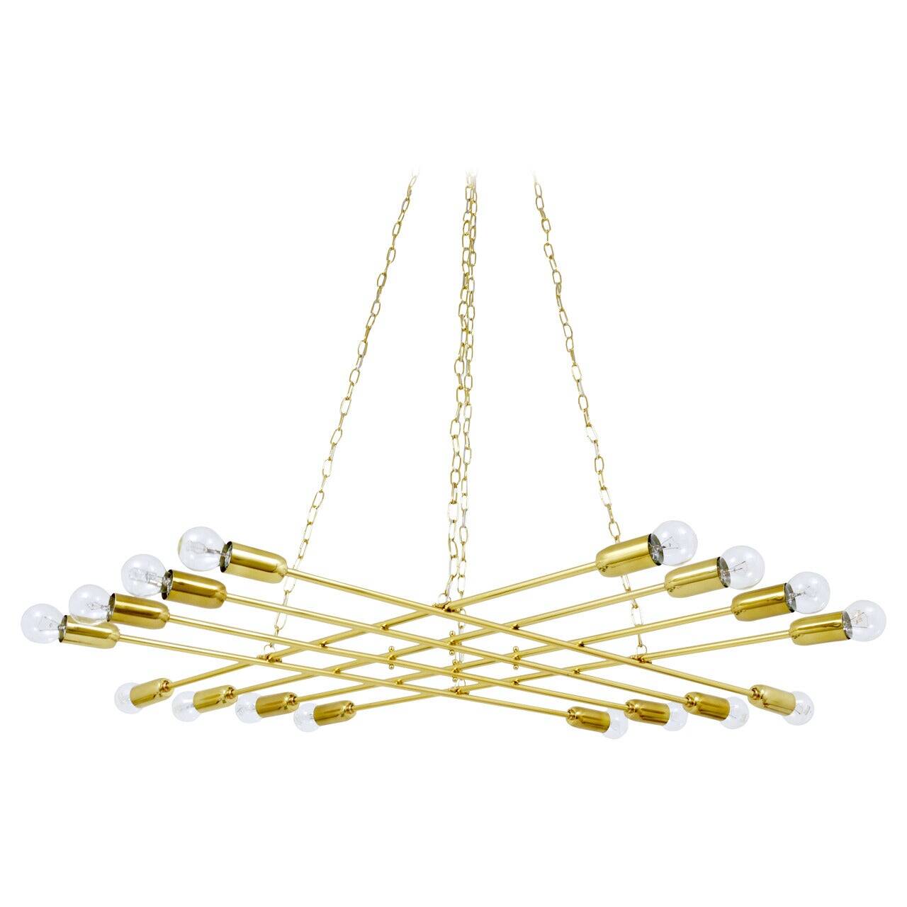 Grand lustre en laiton du milieu du siècle de Rupert Nikoll, Autriche, années 1950
