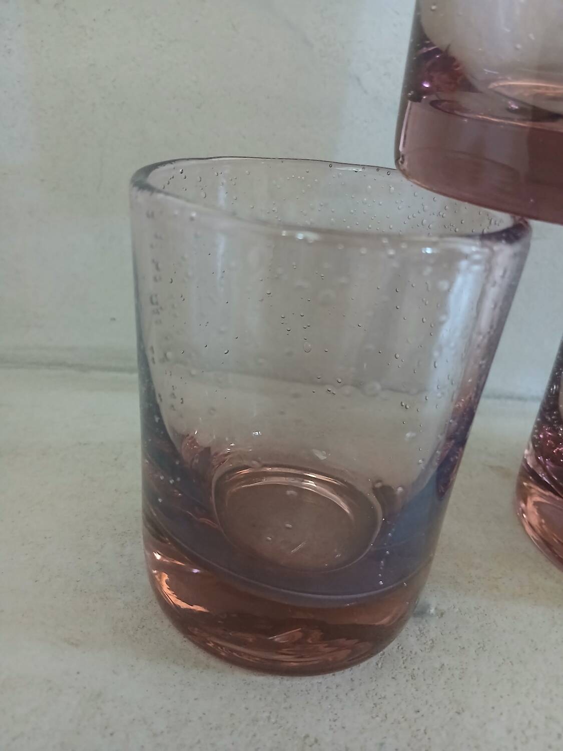 3 bubble glass water glasses