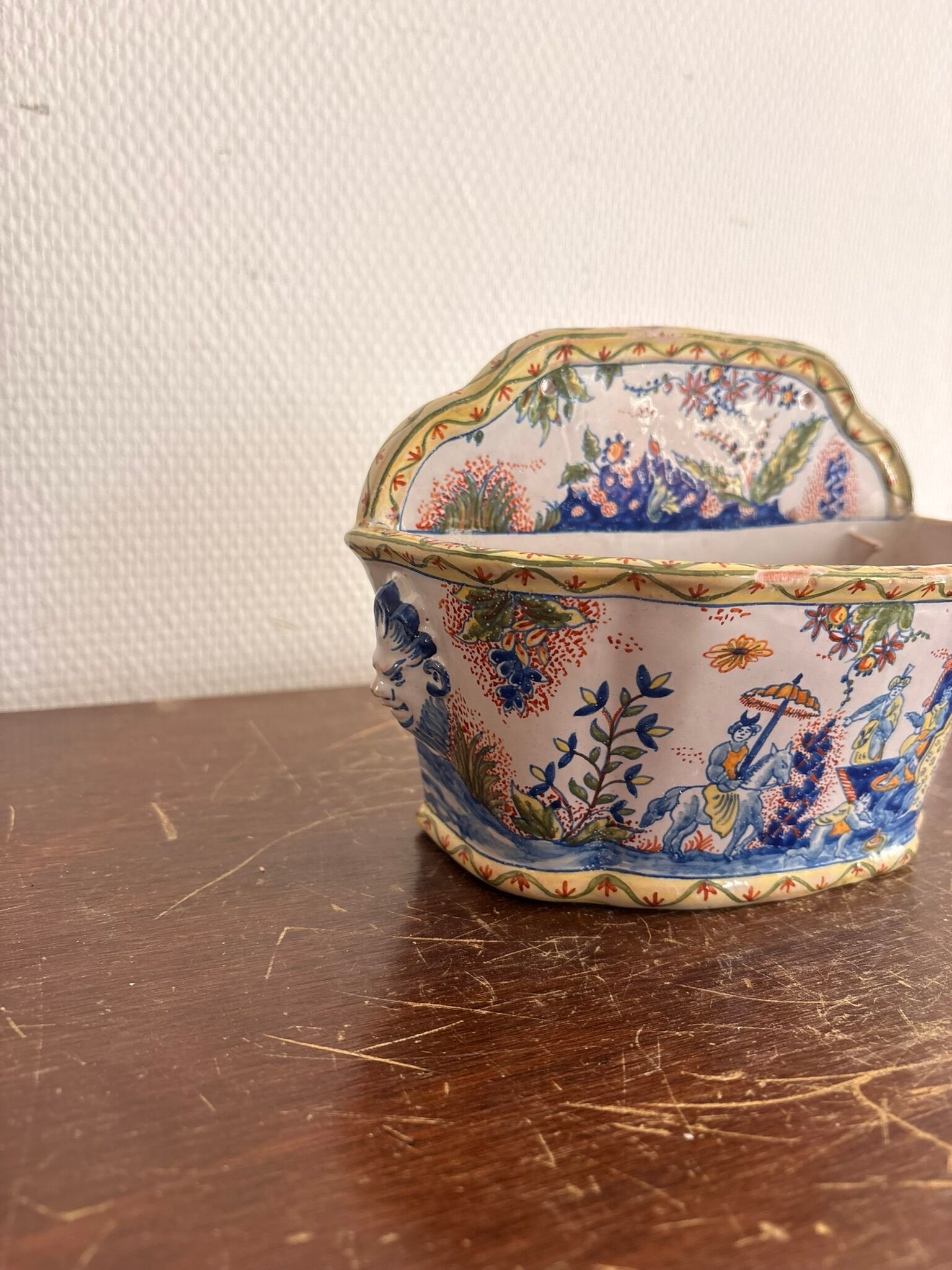 Antique Jardinière Earthenware 19th Century Sèvres Moustiers Macarons Style