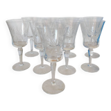 9 verres à pied ciselés cristal 70's