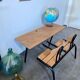 Bureau double écolier vintage relooké noir et bois