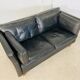 Vintage retro danish mogens hansen 2 person black leather sofa