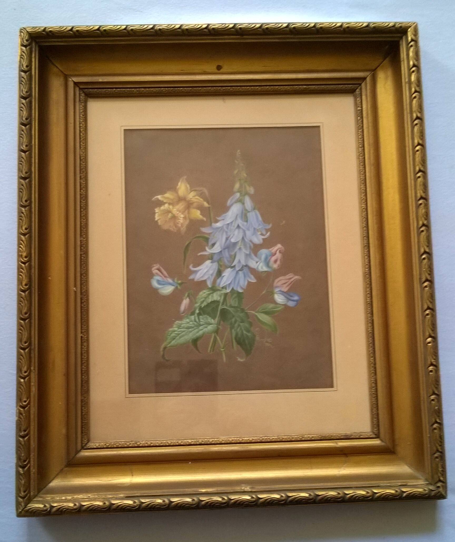 Antique painting - floral composition - gouache signed Gustinoff 1851