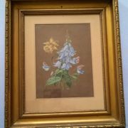 Antique painting - floral composition - gouache signed Gustinoff 1851