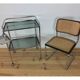 1970 chrome and smoked glass service, professional furniture, industrial style