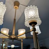Lustre en laiton et verre 1970