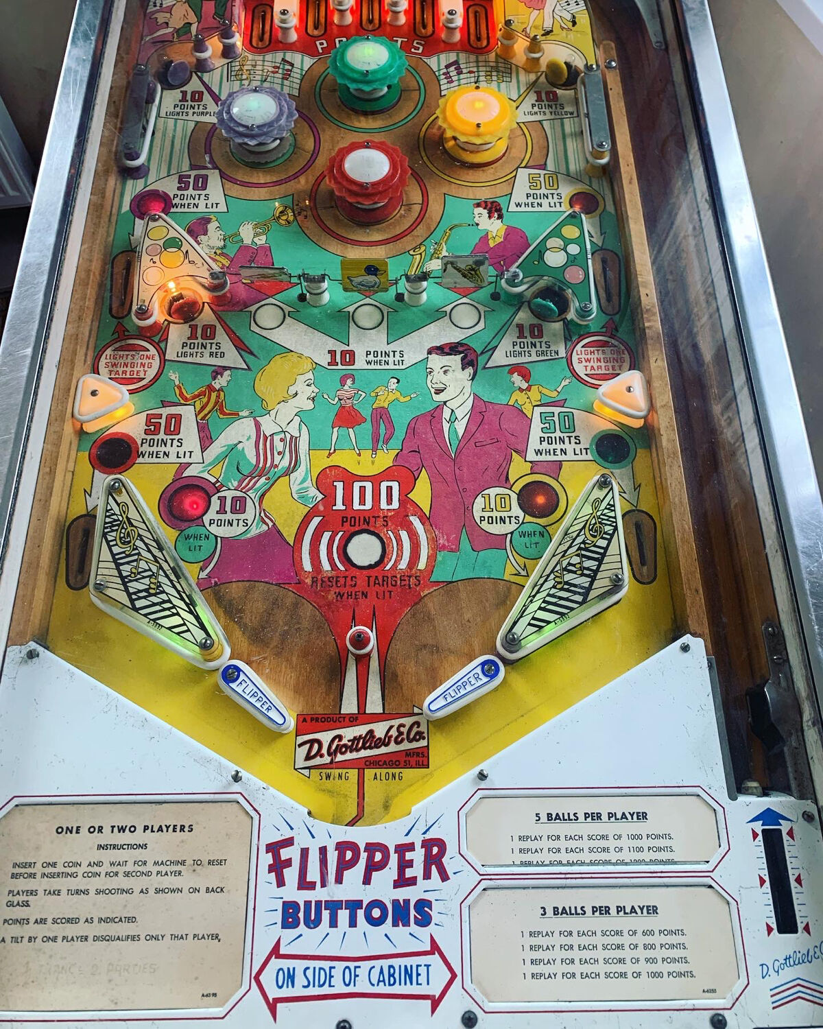 Flipper Swing Along Gottlieb 1963