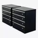 Paire de commodes 4 tiroirs noires et chrome