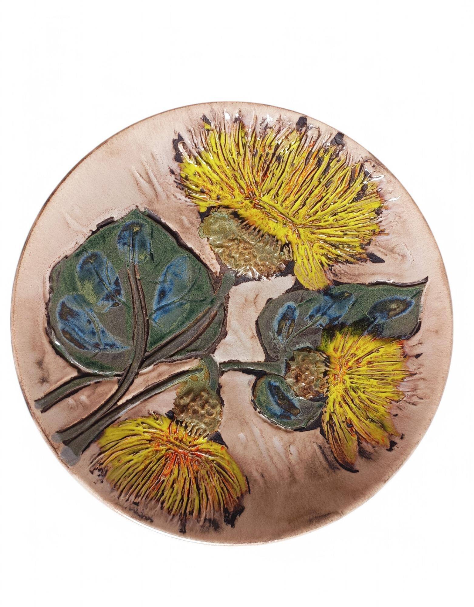 Mid-Century Ceramic Plate by Ruscha, Floral Décor, Germany, 1950s
