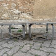 Pair of uniquely designed handmade puzzle coffee tables