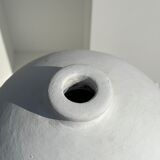 Handcrafted terracotta ball vase painted white H:24 D:26