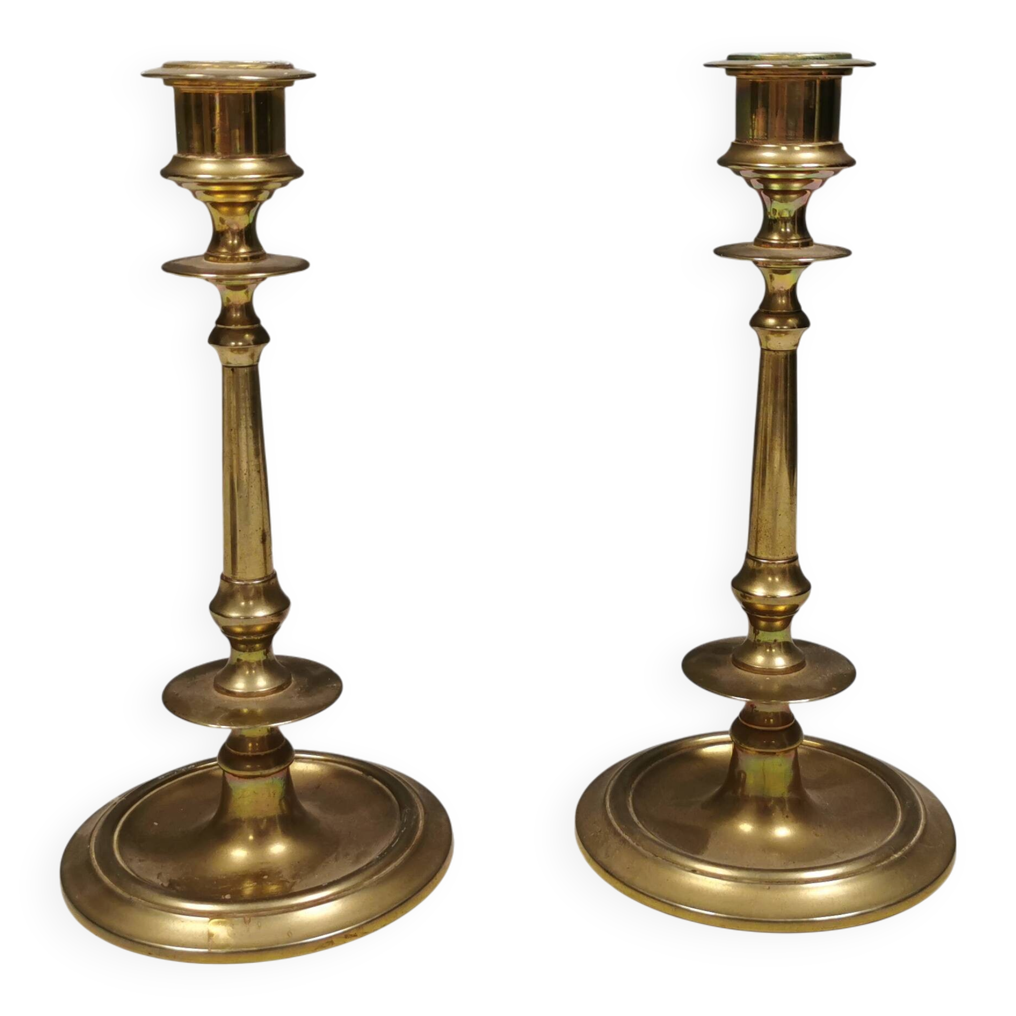 A set of slim vintage brass candlesticks, Denmark 1960-70s.