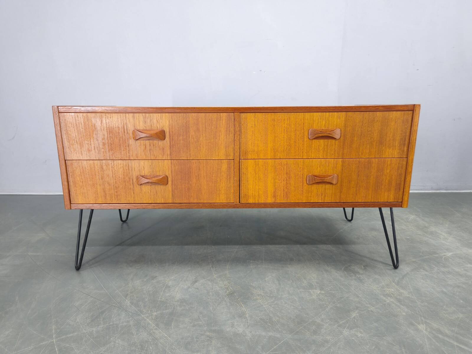 Mid-Century Danish Sideboard with Teak Veneer and Hairpin Legs, 1960