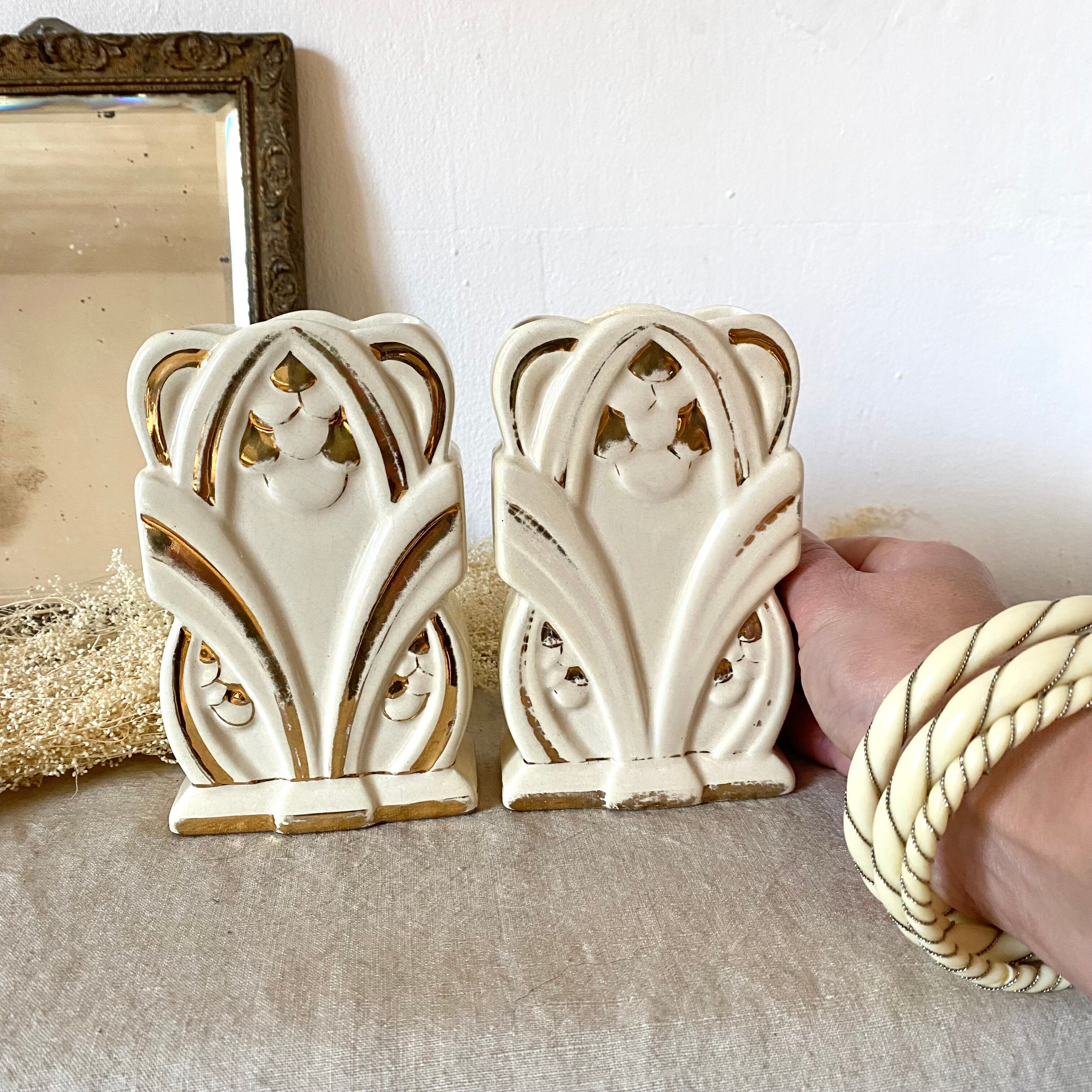 Pair of art deco fireplace vases