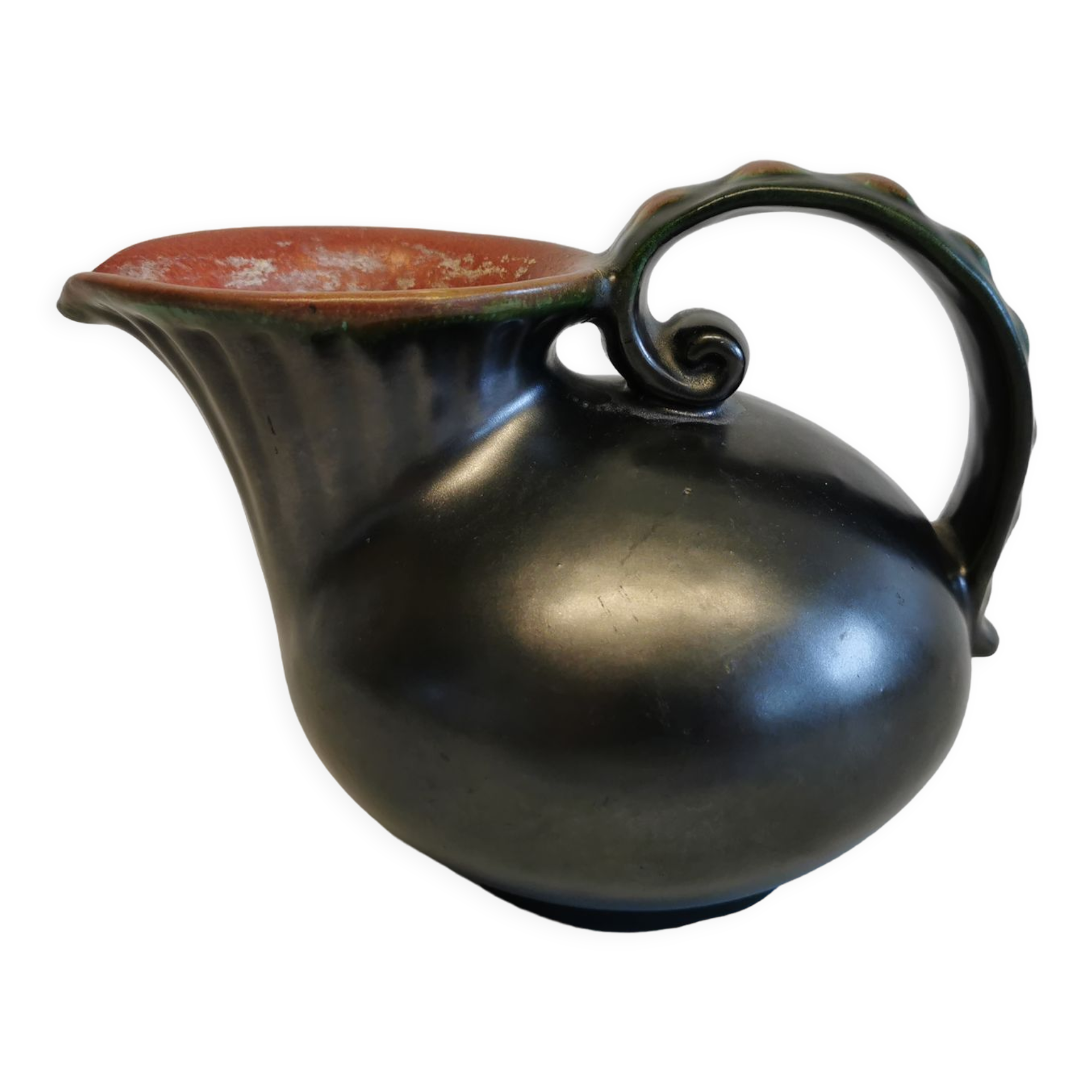 Keramic jug in metal glaze, from Danish Michael Andersen (Stamped with the 3 fish at the bottom)